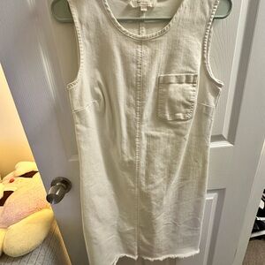 Sleeveless White Denim Dress